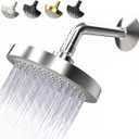 High Pressure Shower Head - Anti-Clogging Silicone Nozzles - 2.5 GPM Removable Restrictor - Easy to Clean Adjustable Replacement - easy to install with Plumbers Tape - 6 inch - Classic Chrome Finish