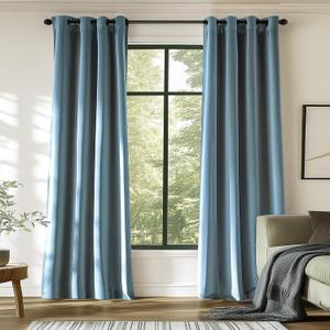 jinchan Velvet Curtain for Living Room, Thermal Insulated Luxury Bedroom Drape 108 Inch Long, Soft Privacy Curtain, Room Darkening Extra Long Window Ring Top Treatment Grommet 1 Panel, Aegean Blue, Size: 52"W x 108"L 
