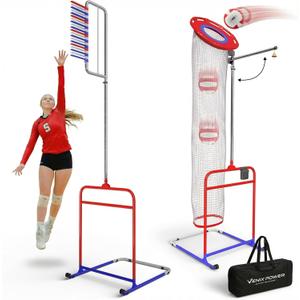 Patented 2in1 Volleyball Setter Training Net Equipment & Vertical Jump Tester Trainer. Setting Target for Jumping Setters Trainers, High Measurement Tool Pole Set for Vollyball Pass Indoor Practice