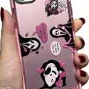 Cute Skull Skeleton Case for iPhone 16 Plus 6.7 inch, Scream Horror Movie Printed, Soft TPU Clear Kawaii Shockproof Cover for Women Girls Cool Funny Cartoon Halloween Phone Cases for iPhone 16 Plus