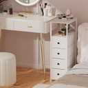 YBING Narrow Dresser for Bedroom, Slim Side Table with Drawer, Dresser Storage Cabinet with 4 Fabric Drawers, Chest of Drawers for Small Space, White