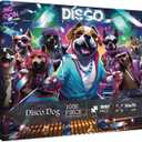 Funny Dog Puzzles 1000 Pieces for Adults, Animal Dogs Jigsaw Puzzles Hip Hop, Dance Puppy Bulldog Jigsaw Puzzle Collage Puzzles as Family Game