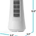 Comfort Zone 12-Inch Oscillating Desktop Tower Fan Ultra-Slim Bladeless Design with 2 Speeds, Electronic Touch Controls & Carry Handle Quiet Portable Personal Fan for Bedroom, Dorm, or Office