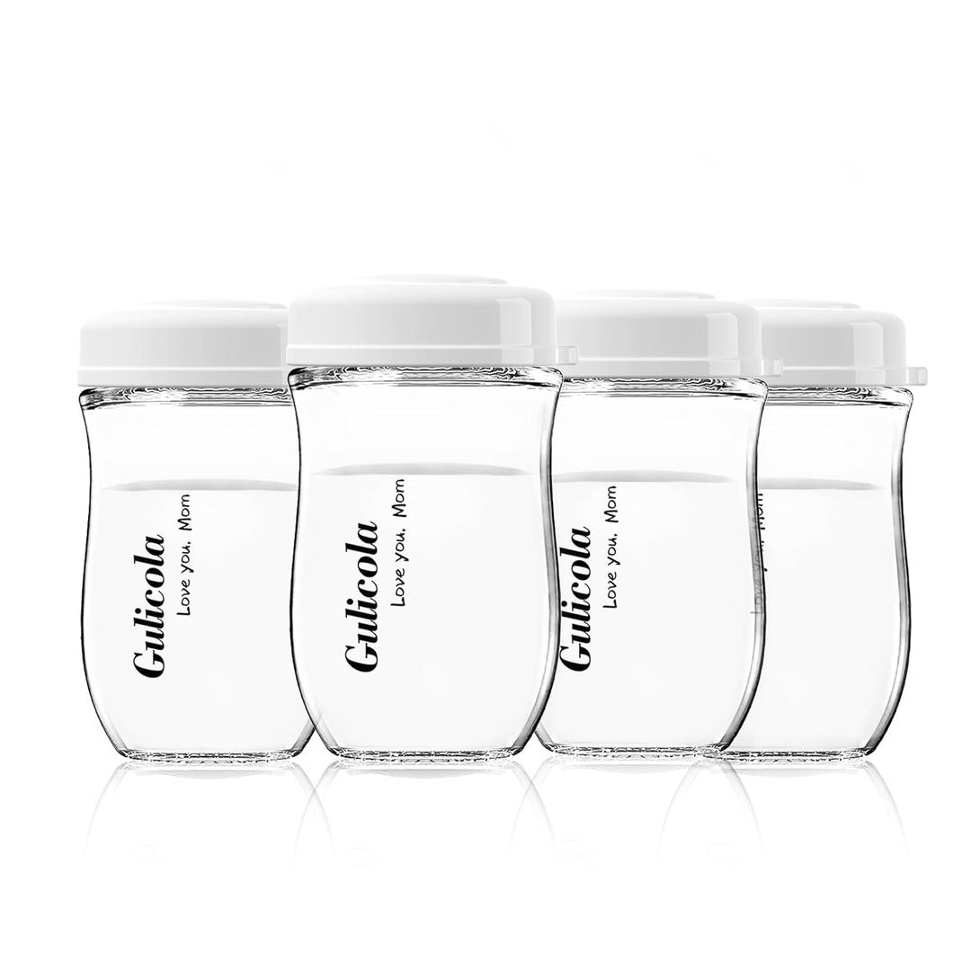 Gulicola Glass Breastmilk Storage Bottles, Wide Neck Breastmilk Collection Bottles, 5 oz, 4 Pack - White Gulicola Glass Breastmilk Storage Bottles, Wide Neck Breastmilk Collection Bottles, 5 oz, 4 Pack - White