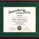 GraduationMall 11x14 Diploma Frame with Green over Gold Mat or Display 15x18 Certificate without Mat,Solid Wood & Tempered Glass,Cherry Finish with Gold Trim