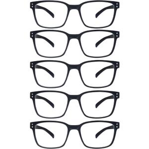 4 x SIGVAN Blue Light Blocking Reading Glasses for Men Women Computer Spring Hinge Readers Square Frame Glasses 5 Packs (5 Black, 1.5)