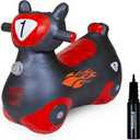 Waddle Bouncy Hopper Inflatable Hopping Toy Scooter, Indoors and Outdoor for Toddlers and Kids, Boys and Girls Ages 2 Years and Up (Black/Red Zoomer)
