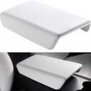 BASENOR Armrest Cover for 2017-2024 Tesla Model Y Model 3 Center Console Cover Non-Slip TPU [No Logo] Protector Armrest Tesla Accessories White (Not Compatible with 2025 2026 Model Y/3)