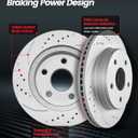 Front Brake Kit, Drilled & Slotted Brake Rotors and Pads Compatible with 2006-2023 Dodge Charger, 320mm (12.6in) Brake Disc, Geomet Coating