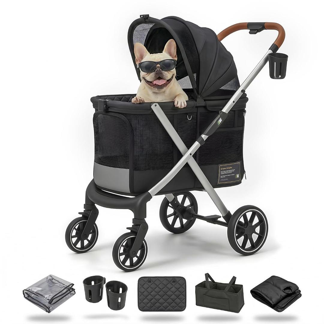 Pet Stroller for Large and Medium Dogs, One-Hand Foldable