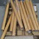 BTP Wood Tripod Floor Lamp, Farmhouse Shelf Wooden Standing light Drum Shade for Living Room, Bedroom, Office, Footswitch,ETL Listed/Brown Wood Color, 3 Color Temparature LED Bulb Include