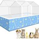 Rabbit Cage, 48" x 24" Large Pet Playpen Enclosure for Small Animal- Guinea Pig, Hamster, Bunny, Puppy, PVC Frame Chicken Coop with Waterproof Tarp & Mesh Cover Indoor Outdoor