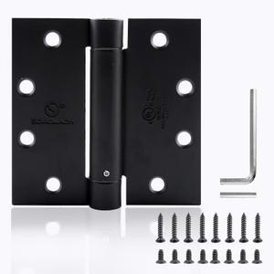 Self Closing Door Hinge 4-1/2 inch Matte Black Auto Close Hinges Adjustable 4 "x 4 " Spring Hinges Door Closer Hinge Square Corner Commercial Auto Self-Closing Hinge 3 Pieces