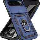 SunStory Compatible with Google Pixel 10/9 Pro XL Case with HD Screen Protector & Slide Camera Cover & Rotated Ring Kickstand, [Military-Grade] Case for Pixel 9/10 Pro XL,Blue