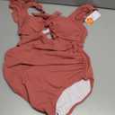 Charmo Ruffle Maternity Bathing Suits for Women Ribbed Tie Knot Maternity Swimsuit Cutout Ruched Pregnancy Swimwear, M