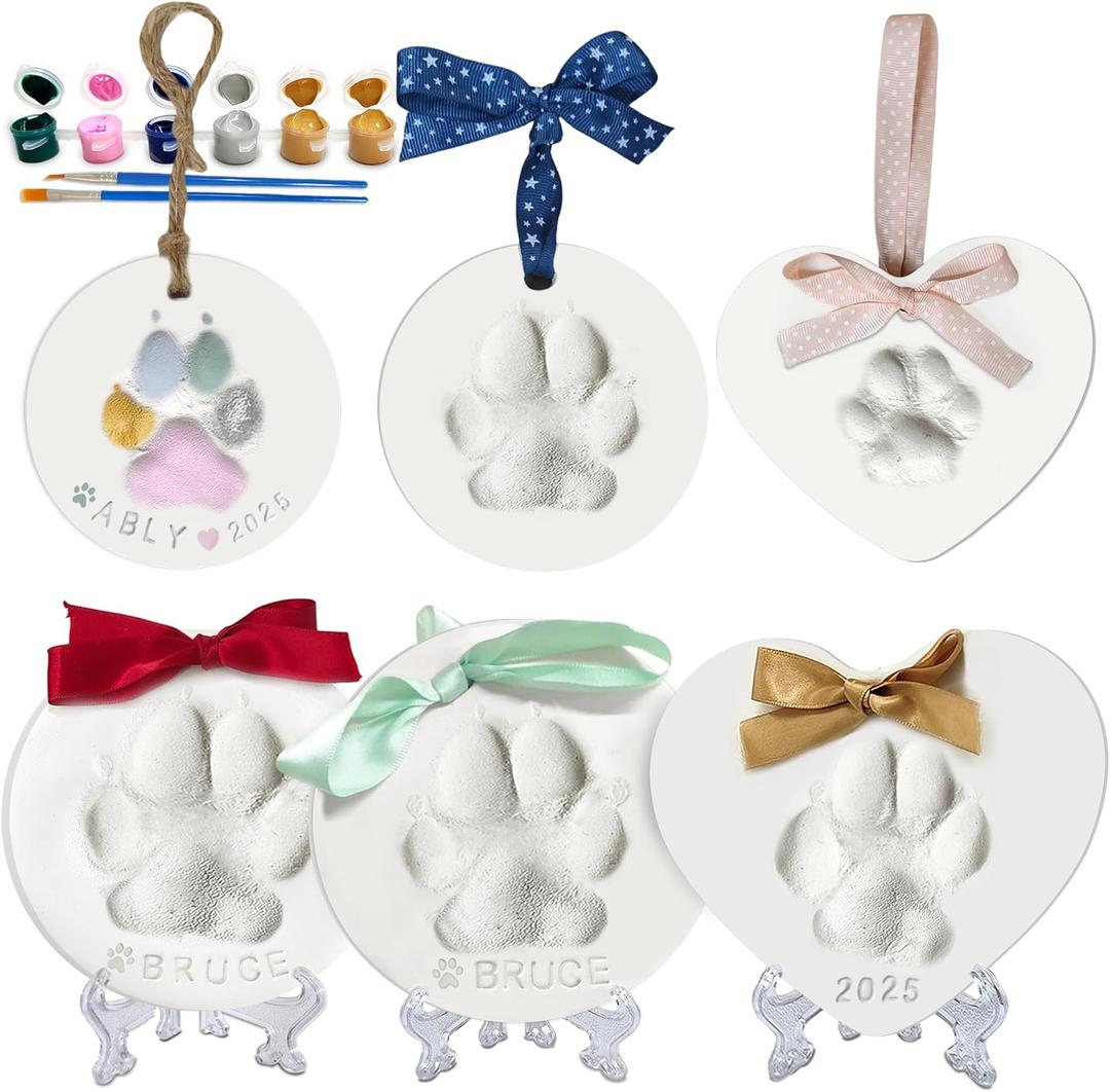 MYPAWLETS Dog or Cat Pawprints Keepsake Kit,Make 3 Clay Paw Print Ornaments,Soft & Non-Toxic Clay,Pet Paw Prints Impression Kit,Dogs Christmas Tree Ornament,Gift for Pet Lovers (Make 32 Circles 1 Heart)