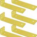 Gold Floating Shelf Brackets 8 inch, Heavy Duty Wall Shelf Bracket 6 Pack for Shelves Support, Hidden Metal L Brackets with Mounting Hardware (1/5'' Thick)