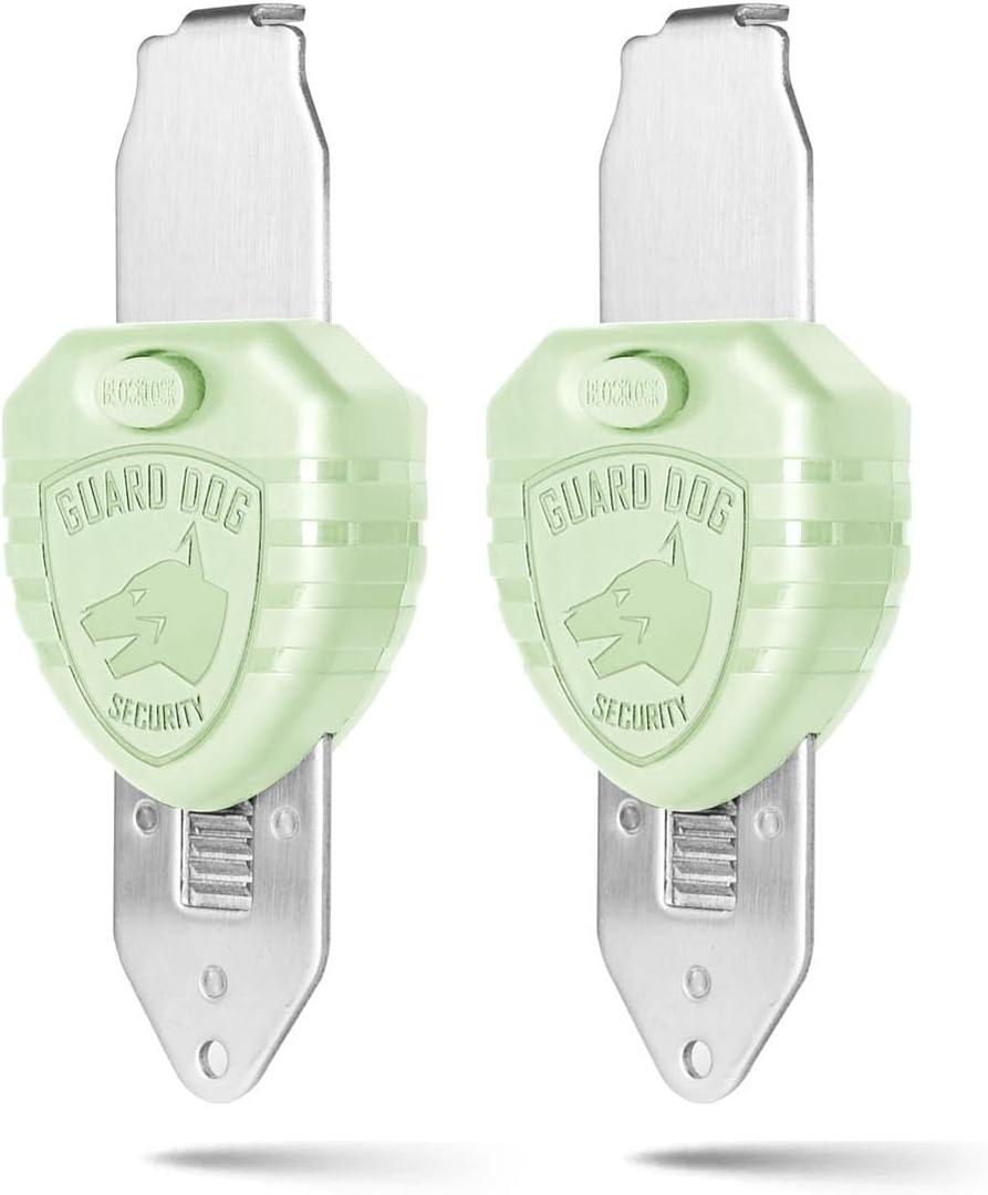 Guard Dog Security Blocklock Portable Door Lock, Hotel Door Locks for Travelers Security, Tough & Durable, Apartment Door Security, Home Security (Glow-in-the-Dark 2 Pack)