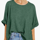 Langwyqu Womens Tops Oversized Tshirts Summer Short Sleeve T Shirts Casual Loose Fit Basic Tees, XXL