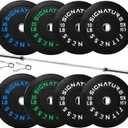 Fitvids 2-Inch Olympic Rubber Weight Plates Set with 7ft Bar, Bumper Plates Set with Barbell for Strength Training, 180 Lbs Set, Color