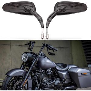 Black Motorcycle Side Mirror Teardrop for Road King Street Electra Glide Road Glide Dyna Softail Rearview 1982-2018 2019 2020 (Black#1)