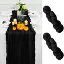 2Pack Black Halloween Table Runner 10FT Cheesecloth Table Runner 35x120Inch Long Boho Cheese Cloth Table Runners Rustic Gauze Table Runners for Party Wedding Bridal Shower Baby Shower Decorations