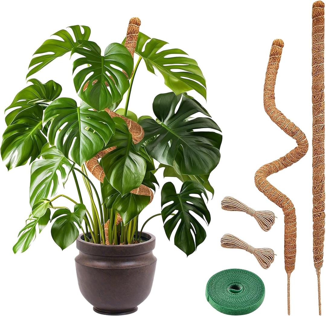 Plant Sticks Support Tall  Large Moss Pole Monstera Plant Support 48 Inch (1 Pack), Bendable Tall Moss Pole for Plants, Indoor Climbing Pole, Easy to Shape and Use