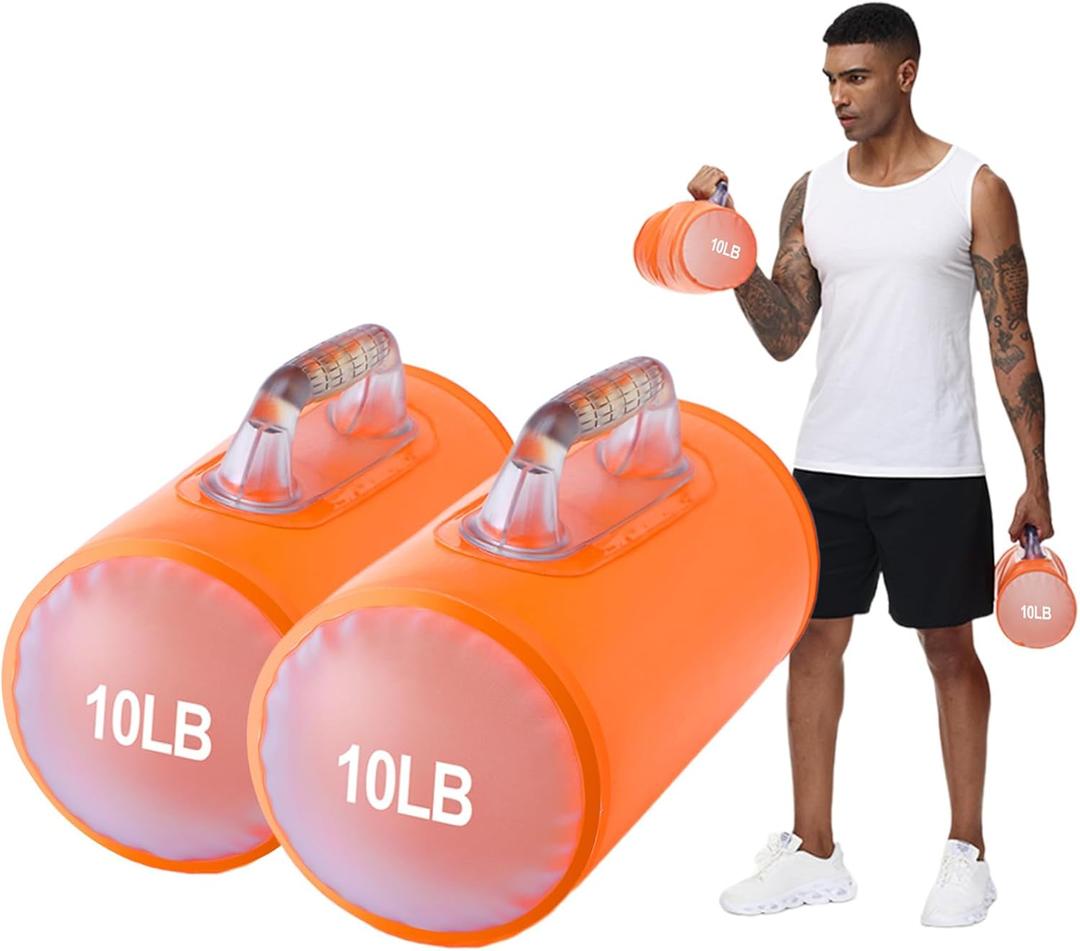 Water Dumbbells, Water Filled Training Dumbbells, Travel Weights Set, Adjustable Weights to 4-30 Lbs/Pair, Portable Gym for Strength Training, Fitness and Shaping (Orange: 20 LBS/9 KG pair)