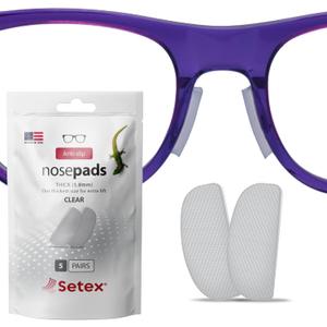 Setex Gecko Grip 1.8mm Thick Anti Slip Eyeglass Nose Pads, (5 Clear Pair) USA Made, 2500 Innovative Microstructured Fibers per Nose Pad, 1.8mm x 7mm x 16mm