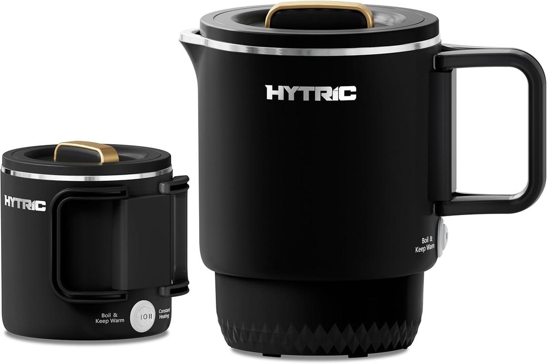 HYTRIC Travel Electric Kettle, 650ML Foldable Small Kettle, Portable Water Kettle with Dual Power Control, Collapsible Stainless Steel Water Boiler, Auto Shutoff & Boil Dry Protection, BPA-Free