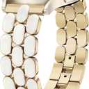 Wearlizer Metal Bracelet Compatible with Samsung Galaxy Watch 7 Band 6 5 4 Active 2 FE 40mm 44mm/Watch 6 4 Classic/5 Pro/3, 20mm Enamel Dressy Stainless Steel Strap for Samsung Watch Bands Women (Gold/Iridescent)