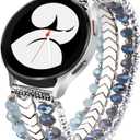 VISOOM Beaded Boho Bracelet Compatible for Samsung Galaxy Watch 6/5/4 40mm 44mm Bands/Active 2 40mm 44mm/Watch 4 Classic 42mm 46mm Band Women, 20mm Handmade Fashion Cute Elastic Crystal Beads Bracelet