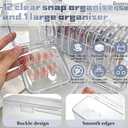 Press on nail storage 12 PCS Acrylic Nail Storage Box - Portable Versatile Organizer for Press - On Nails, Jewelry and More with 60 Pcs Adhesive Double Sided Tape
