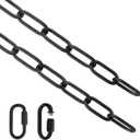 Helunsi Lighting Chain, 6 Feet Black Light Fixture Chain, Metal Chandelier Chain Extension with Connection Link Lock, Heavy Duty Hanging Chain Lamp Fixture Pendant Ceiling Decorative Lights Kit - 6'