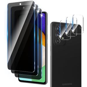 3+3 Pack Privacy Screen Protector Designed for Samsung Galaxy A52/A52S 5G With 3 Pack Camera Lens Protector,Full Coverage Anti-Spy Tempered Glass Film,9H Hardness,Bubble Free,Easy to Install