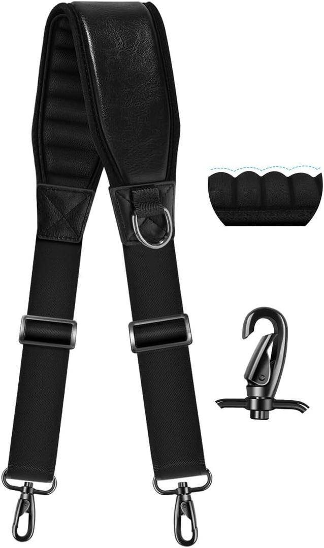 Shoulder Strap 79" Universal Handbag Strap with Ultra-thick Fixed Padded and Dual Balanced Adjustable Buckles Crossbody Strap (Black)