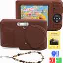 Case for Kodak PIXPRO FZ45, Soft Silicone Digital Camera Case with Charm Wrist Strap and Screen Protector, Lightweight Protector Case with Lens Cover for Kodak PIXPRO FZ45 Accessories (Brown N)