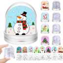 Fulmoon 8 Sets Mini Christmas Color in Snow Globe Kits for Kids Small Christmas Arts and Crafts Color Your Own Snow Globes DIY Snow Globe Kit Christmas Crafts Activities