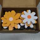 Geetery 6 Pieces Wooden Daisy Decor Boho Table Decorations Daisy Tiered Tray Sign Floral Table Centerpiece Standing Tabletop Decor for Nursery Shelf Party Baby Shower Decorations(Yellow Series)