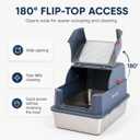 Extra Large Stainless Steel Cat Litter Box with Lid, Front Entry