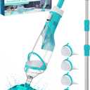 Cordless Pool Vacuum with Telescopic Pole, 18.5 GPM Powerful Suction, 1.5H Supercharge Technology, Handheld Pool Vacuum Cleaner for Above Ground/Inground Pools, Hot Tubs, Green