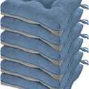 HARBOREST Chair Cushions for Dining Chairs Set of 6 - Chenille Tufted Kitchen Chair Cushions with Ties and Non-Slip Bottom, Foam Chair Pads for Dining Chairs, 17" x 17", Blue