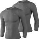 Mens 2-Pack Long Sleeve Sun Protection Cooling Shirts with UPF 50+, Quick Dry for Fitness Running & Outdoor Activity (Medium, Grey)