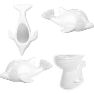 FillTouch 2 Pcs Toilet Bolt Cover, Decorative Toilet Bolt Caps Cute Animals Ceramic Accessories for Home Bathroom Decor(White,Dolphin)