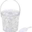 Mowhut Ice Bucket with Airtight Lid, Champagne Bucket with Handle, Plastic Beverage Tub for Parties, Bar Cart Accessories for Wine, Drink, Beer Bottles, Clear