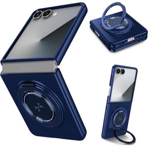 for Samsung Galaxy Z Flip 7Rotate Ring Magnetic Protection Shockproof Cover CaseFoldable Slim Case Compatible with Samsung Galaxy Z Flip 7 (Blue)