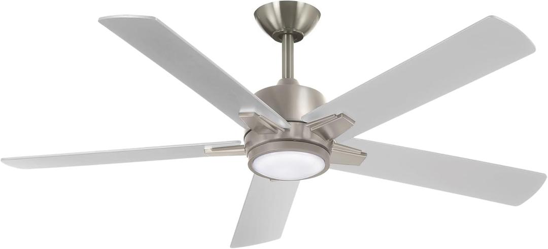 Minka-AIRE F619L-BN Stout 54" Ceiling Fan with LED Light and Remote Control in Brushed Nickel Finish