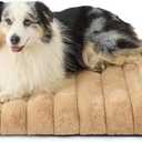Lesure Cute Orthopedic Dog Bed Large Sized Dog, Waterproof Chic Flat Pet Beds with Removable Washable Cover, Fuzzy Thick Egg Crate Foam Pet Mat for Indoor Use (36" x 27", Beige)