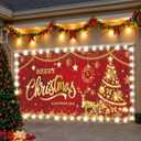 ROCKY&CHAO Christmas Garage Door Cover with Sparkling Night-Time Effect, 6x13ft Red&Gold Holiday Banner for Single/Double Garage, Outdoor Christmas Decorations, Weather-Resistant Polyester Fabric