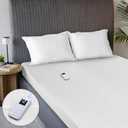 Sunbeam Electric Restful Quilted Heated Mattress Pad Twin 75" x 39" 12 Heat Settings 12-Hour Auto Shut-Off Extra-Cozy Fabric Deep Pocket Fit Machine Washable